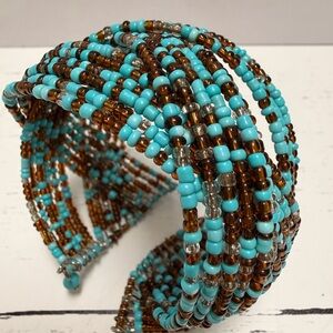 Turquoise and Brown Beaded Bracelet